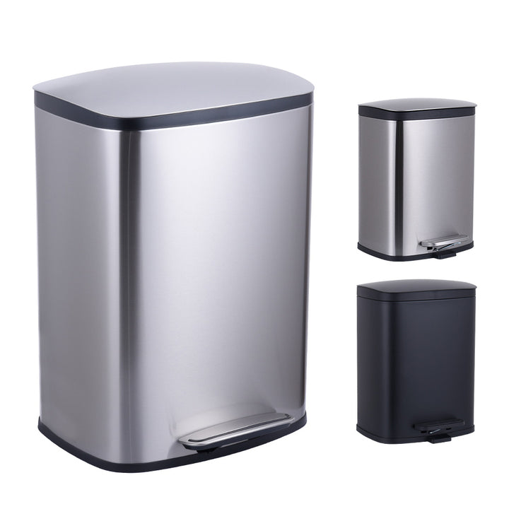 Rectangular Pedal Dustbin House Kitchen Metal Garbage Can Large Capacity 50L Trash Bin with Lid WBS139