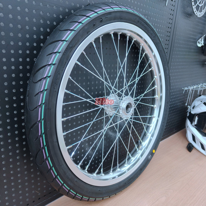 Silver Supermoto Wheels Casting Wheel Rim & Tire Assembly for Light Bee Lbx Talaria X3 Mx5Mx4 79bike V1+ 70/90-17 90/80-17