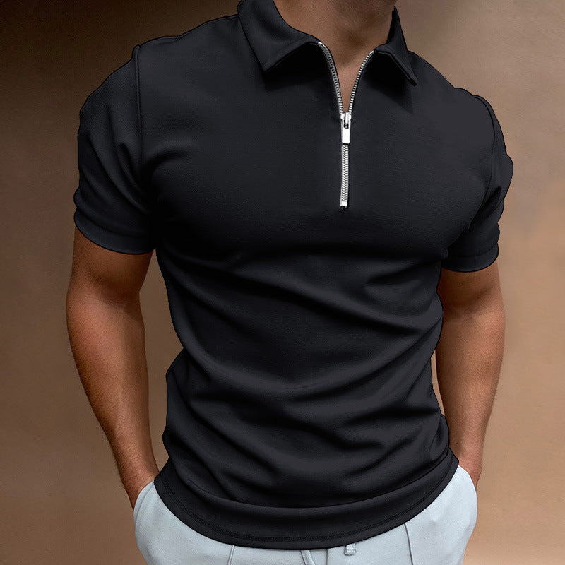 Wholesales Slim Fit Golf Polo Shirts With Zipper Polo Shirts Custom Logo Printed Men Polo Shirts