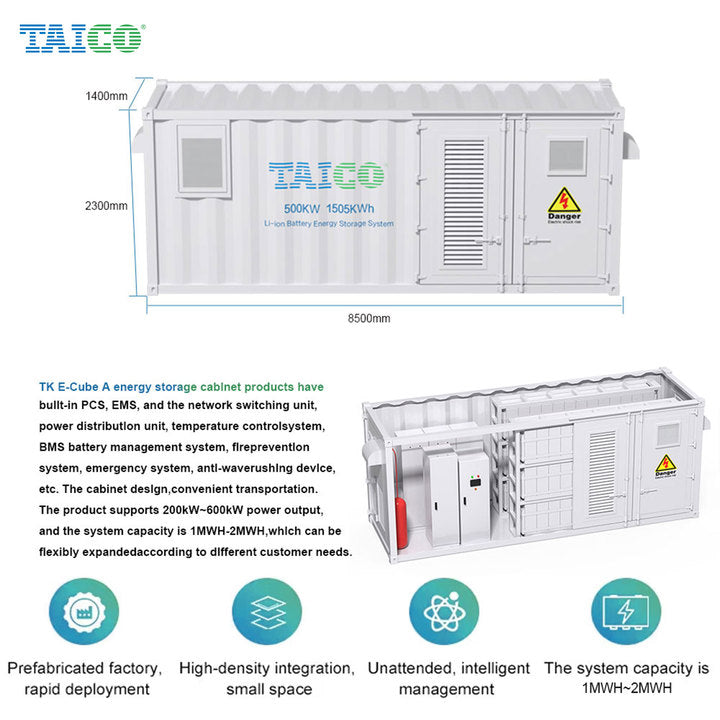 TAICO TK E-Cube A1000 Liquid Cooling 1MWH-2MWH Solar Battery Energy Storage System 1MW-2MW Lithium Ion Storage Container