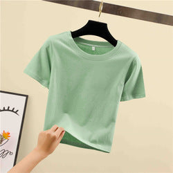 Fashion Wholesale Spring Oversize Blank Yoga Top Women Tees Cropped Plain T Shirt For Ladies