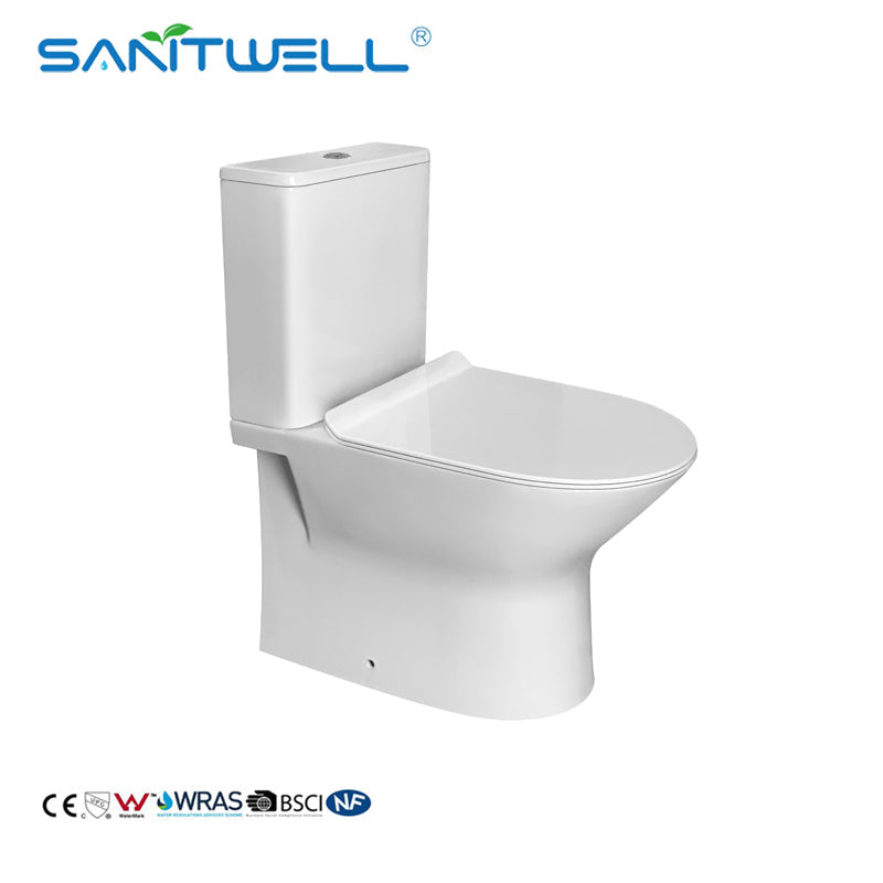 Wholesale Sanitary Ware Dual Flush Two Piece Ceramic WC Toilets Rimless commends For Bathroom