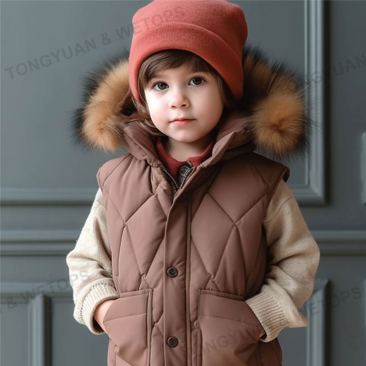 Fall Winter Boutiques Baby Girls Boys Sleeveless Kids Autumn Cashmere Vest With Thickened Down Cotton Jacket