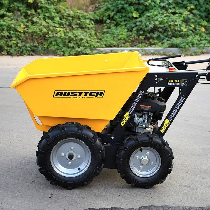 AUSTTER 250KG 500KG Gas Motor Power Wheelbarrow Barrow Gasoline Motorized 4 Wheels Mini Truck 4x4 Small Dumper