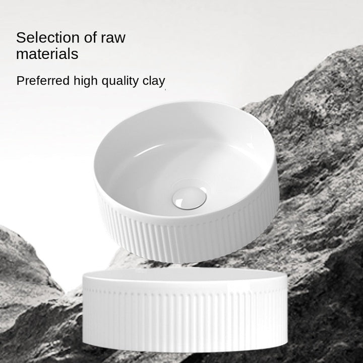 Modern Design Simple Wind Ceramic Round Basin White Thin Edge 12L Capacity Without Faucet Bathroom Hotel Household Sink