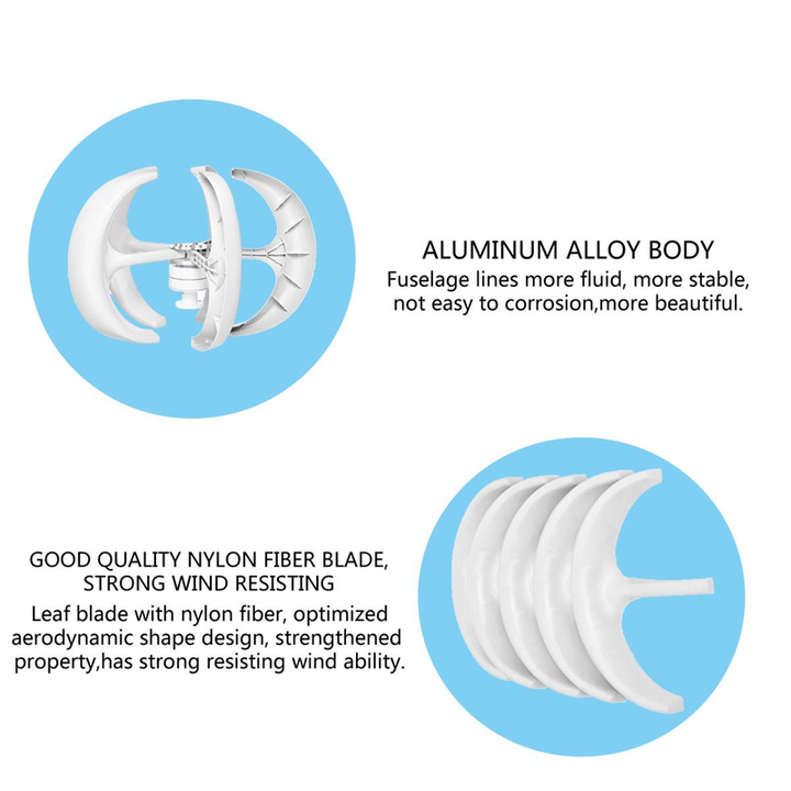 High Efficiency 10Years Warranty 1KW 5KW Vertical Axial Wind Turbine Off on Grid Hybrid Generator Solar System With Power Bank