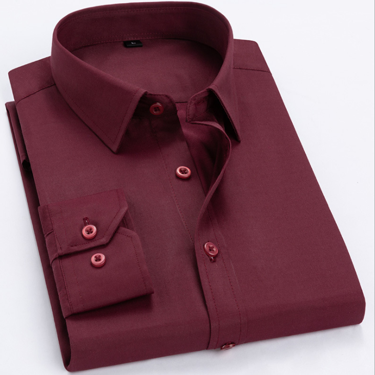 Men's factory wholesale high quality long sleeve shirts non-iron wrinkle free solid office men button down dress shirts