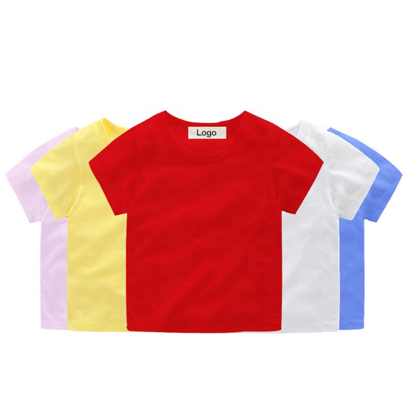 Children Short Sleeve T-Shirt Custom Logo Printing 100% Cotton Plain Blank Kids Baby Girl Boy T shirts