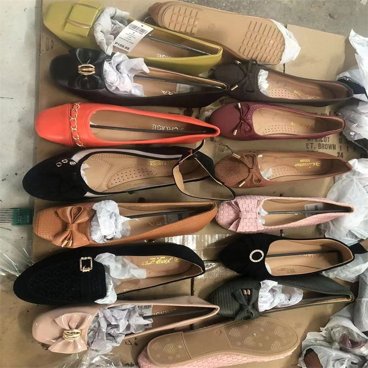 Women's Flat Shoes Bow Flat Soft Sole Pointed Single Shoes Women's Cheap Shoe Mix Design Wholesale