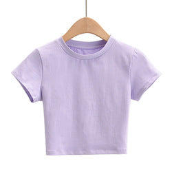 Custom blank plain cropped Logo tee Cotton women's t-shirts Fitness Fit T Shirts Ladies bodycon Crop Tops tshirt for women