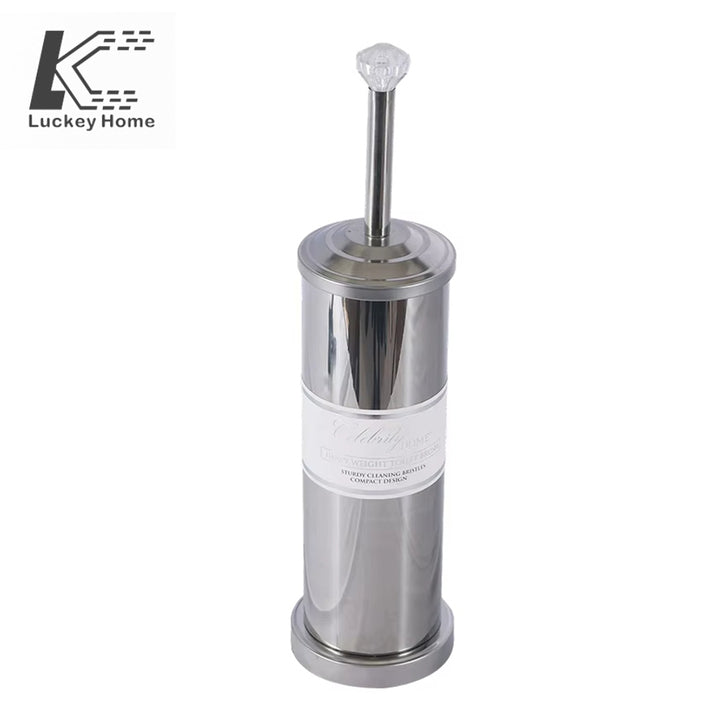 Heavy-Duty Stiff Bristle Toilet Brush - Stainless Steel Handle with Metal Cover for Bathroom