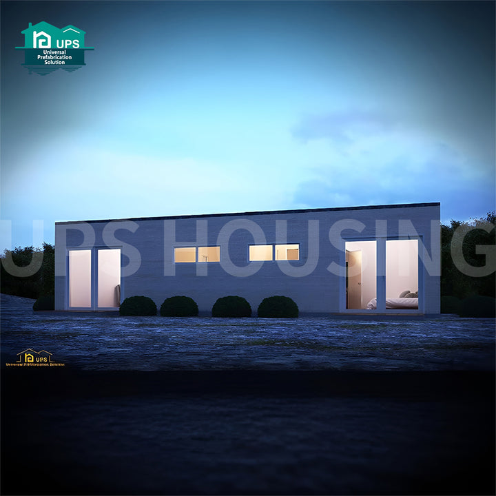 Economic 52 Sqm Small Type Prefab Villa House 2 Bedrooms 1 Bathroom Made of Sandwich Panel for Carport Use