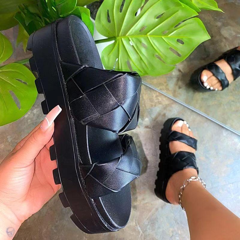 ins hot sale thick sole wedge design high heel sandals wholesale ladies shoes women heels