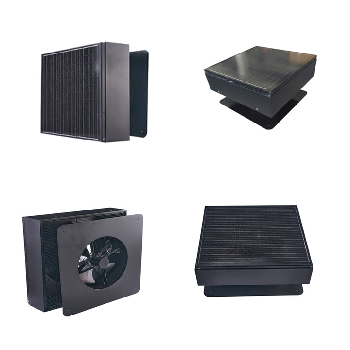 14inch 60W BLDC Motor Thermostat Solar Axial Flow Fans Attic Roof Industry Exhaust Vent Whirly Bird Roof Ventilation