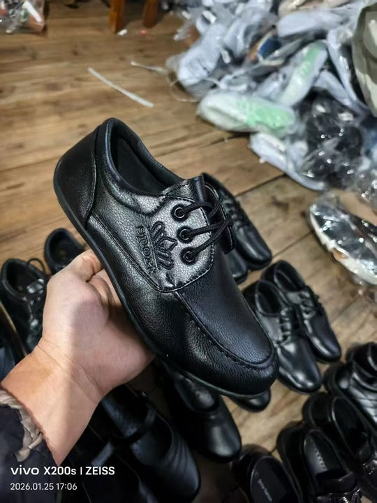 Children's Black School Shoes Soft Sole Comfortable Children's Leather Shoes Unisex Party Shoes Mixed Design Wholesale