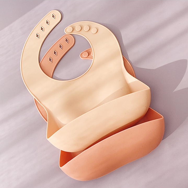 Baberos De Silicona Ajustable Estampados Super Suave Sin BPA Baberos Bebe Impermeables Babero De Silicona