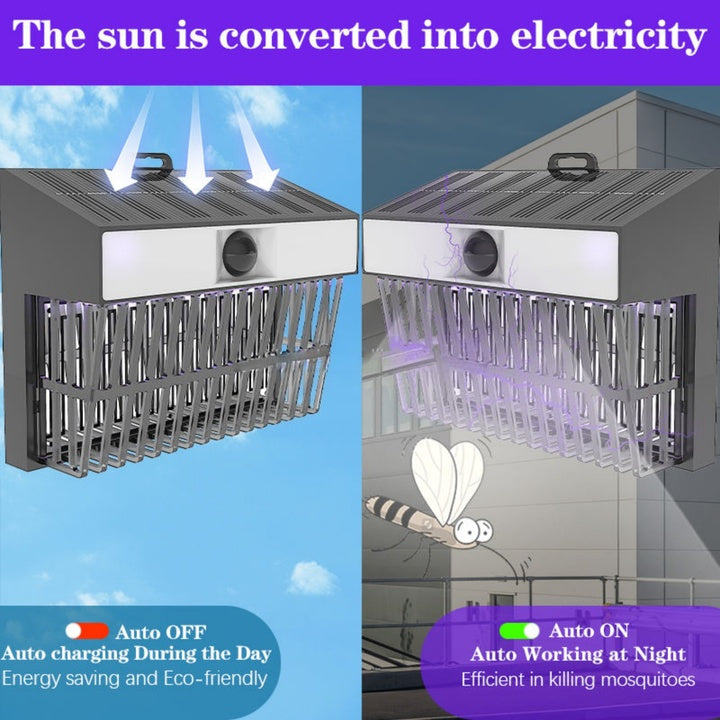 OTHC SJZ-085 Solar Light-Sensitive Fly & Mosquito Killer Indoor Outdoor Dual-Use Electric Shock Bug Zapper with IP33 Rating