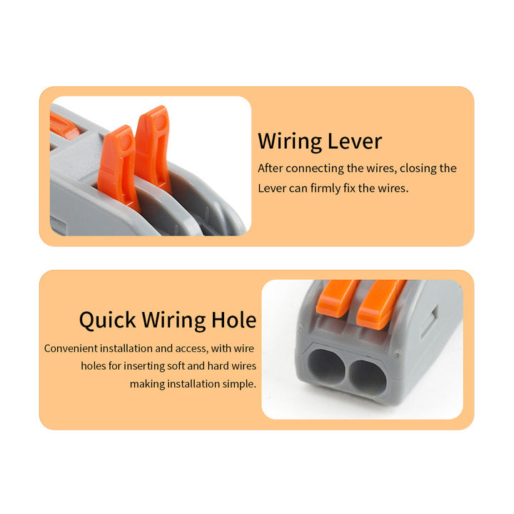 DIY GO Compact Electrical Cable Push/Plug in Quick Connector Spring Lever Splice Fast Wire Connectors Terminal Block 222 223