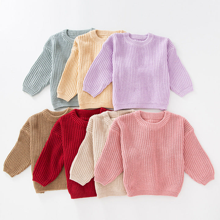 Wholesale Baby Pullovers Knitwear Winter Toddler Kids Clothes Chunky Knitted Boys Girls Baby Sweaters
