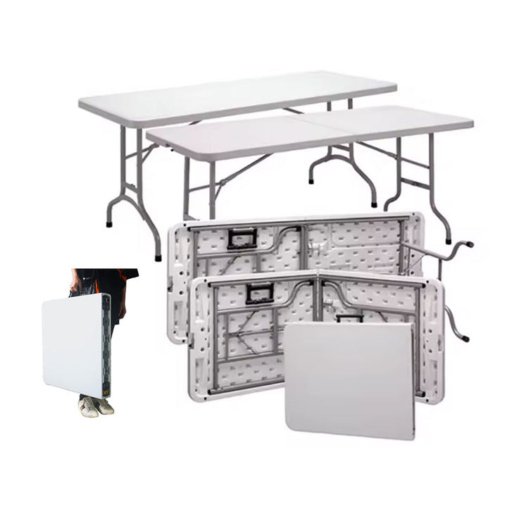 Outdoor Rentals Wedding Folding Dining Table 8 Seater Foldable 6ft/foot White Plastic Ructangular Tables Events Party for Sale