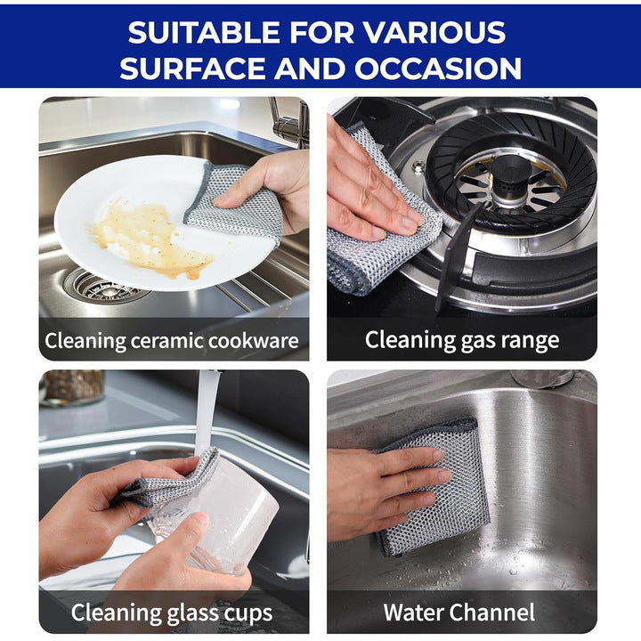 Kitchen Powerful Cleaning Silver Wire Dishwashing Rags Metal Wire Dishcloth Cleaning Cloth