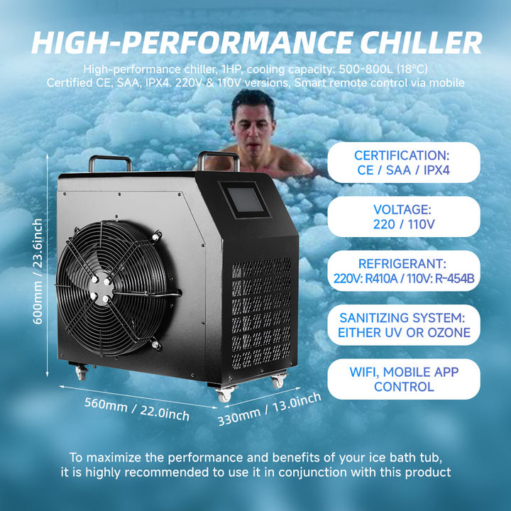 High Quality Built for Home Natural Wood Ice Bath Tub with Chiller and Filter Ice Therapy Outdoor Cold Plunge