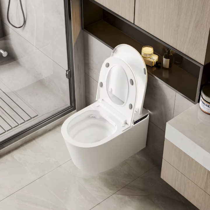 P-Trap Wall Hung Smart Toilet With Tank Rimless Sensor Flush Automatic Remote Control WC Lavatory