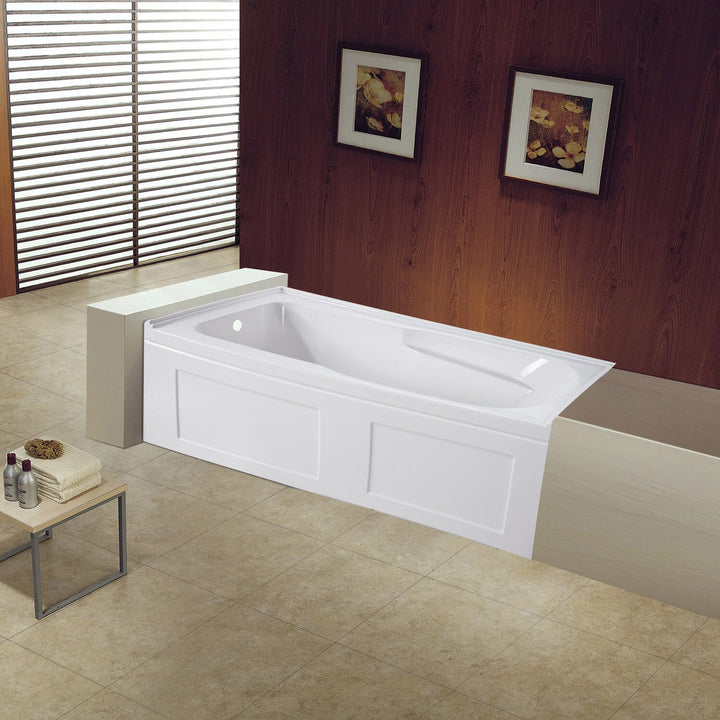 Experience Ultimate Comfort 60 Inch White Rectangular Skirt Corner Bath Tub for Projects