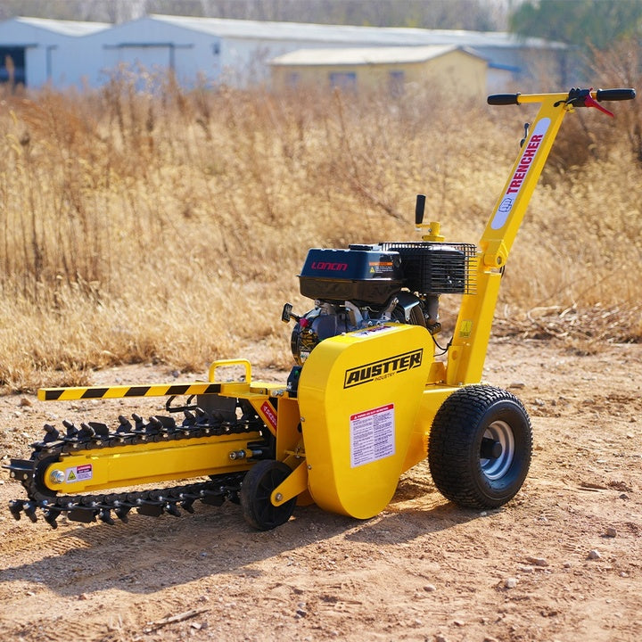 AUSTTER Farm Professional Small 600mm Depth 15hp Gasoline Engine Self Powered Chain Mini Trencher Machine