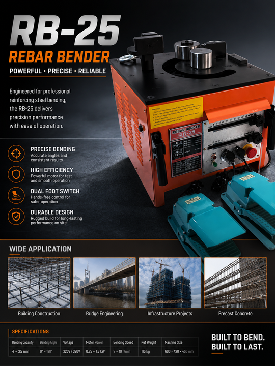 OKEY RB-25 Electric Semi-Automated Rebar Bender for Stirrup Making Construction Building Materials Processing From Zhejiang