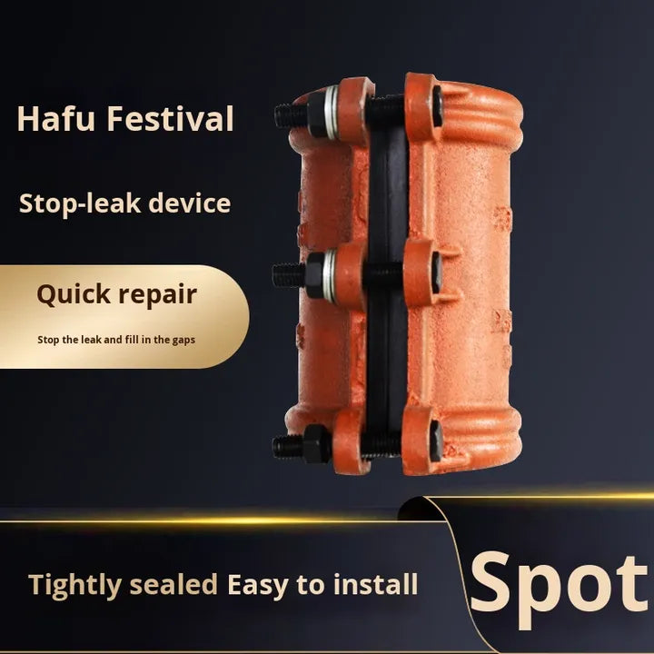 PN16 Cast Iron Pipe Fitting Leak Stopper, Cast Iron Emergency Repair Connection Half-section Water Pipe Leak Limiter