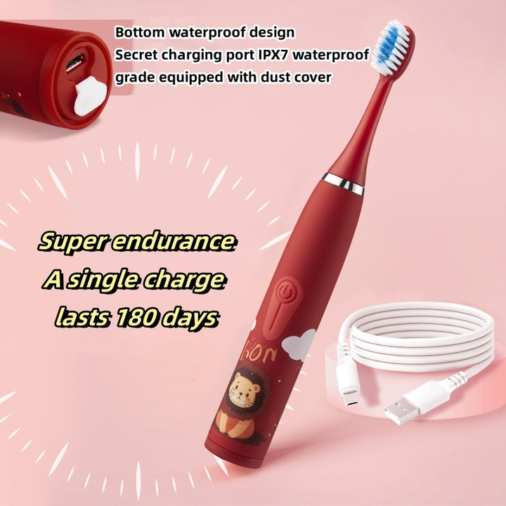 Electric Toothbrush Battery Type Cartoon Smart Children Toothbrushes for 3-15 Year Old Kids Waterproof Electric Child Toothbrush