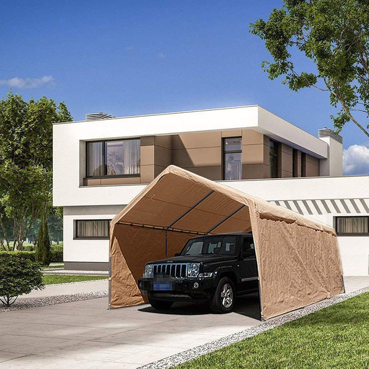 Outdoor Carport with Removable Side Wall, 10' X 20' Garages Canopies Carports