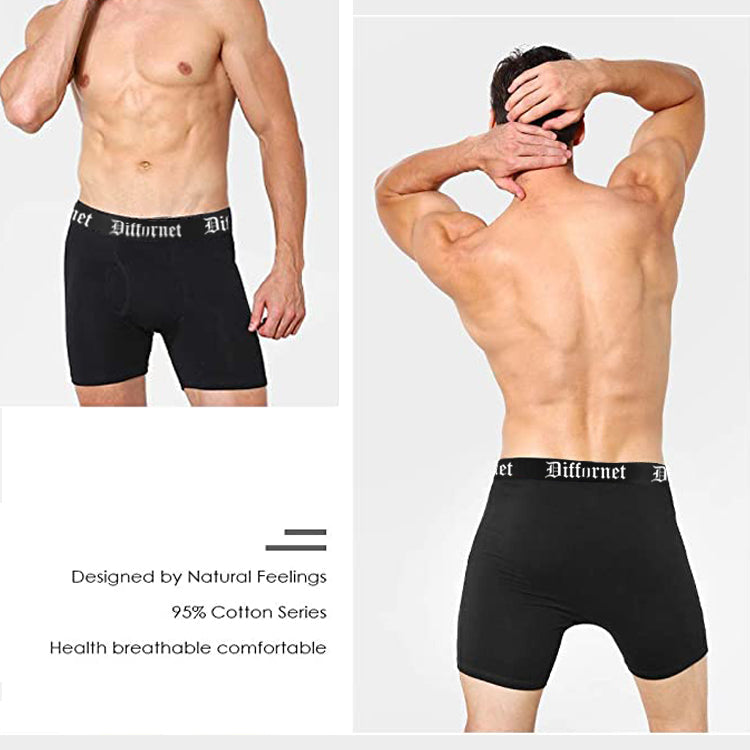 Mens Underwear Boxer Briefs Stretch Cotton Custom Designs Logo 5 Inch Inseam Men Underwear Plus Size Underwear For Men