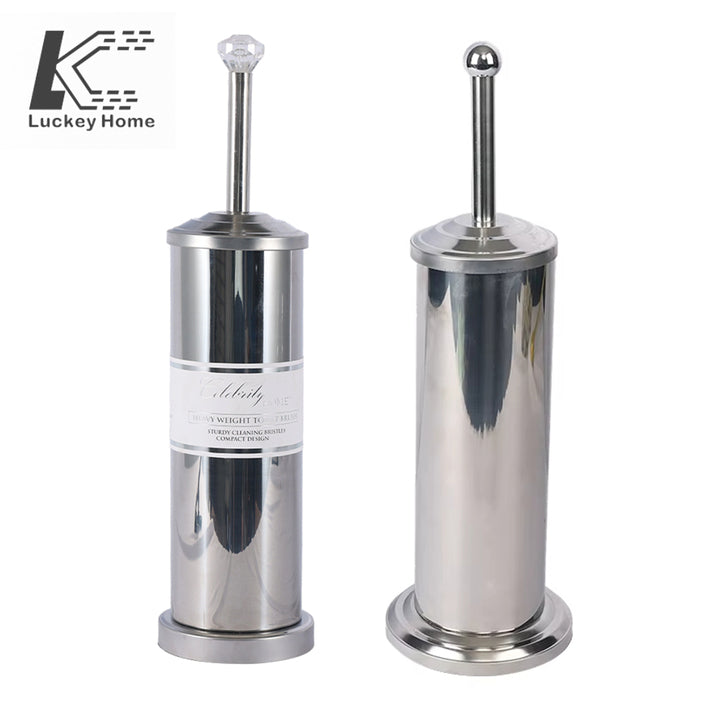 Heavy-Duty Stiff Bristle Toilet Brush - Stainless Steel Handle with Metal Cover for Bathroom