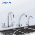 Guangdong Water Saving Swivel Gooseneck Plumbing Faucet Wall Mount Commercial Restaurant Faucet 8" Center Faucet
