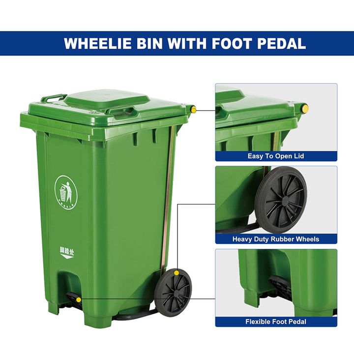 Outdoors 660L 1100L Large Plastic Industrial Dustbin Trash Garbage Waste Bins With Four Wheels