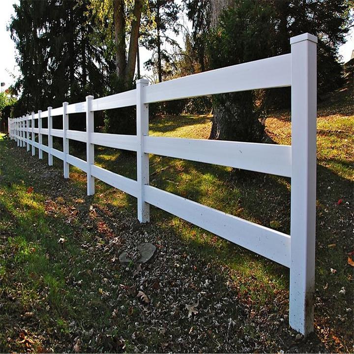 Cattle Vinyl 3 Rails PVC Cow Farm Fencing, Vinyl 3 Rail Horse Paddock Farm Fence Post, PVC Ranch Rail Horse Fences