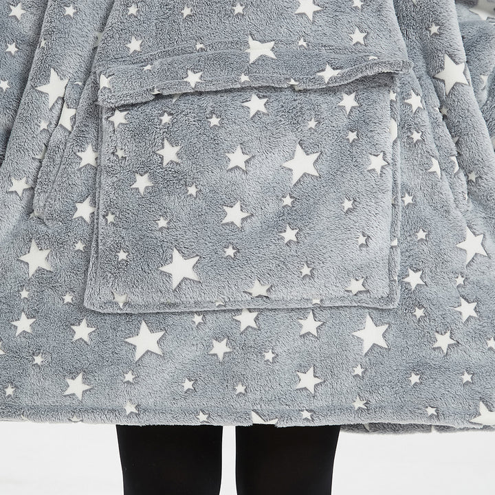 OEM Children Sweatshirt Wearable Luminous Oversized Sweater Flannel Sherpa Hoodie Blankets for Kids