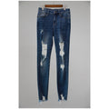 2023 New arrival Fashion european style wrinkle ripped tapered stretch skinny OEM custom denim jeans  pants for women