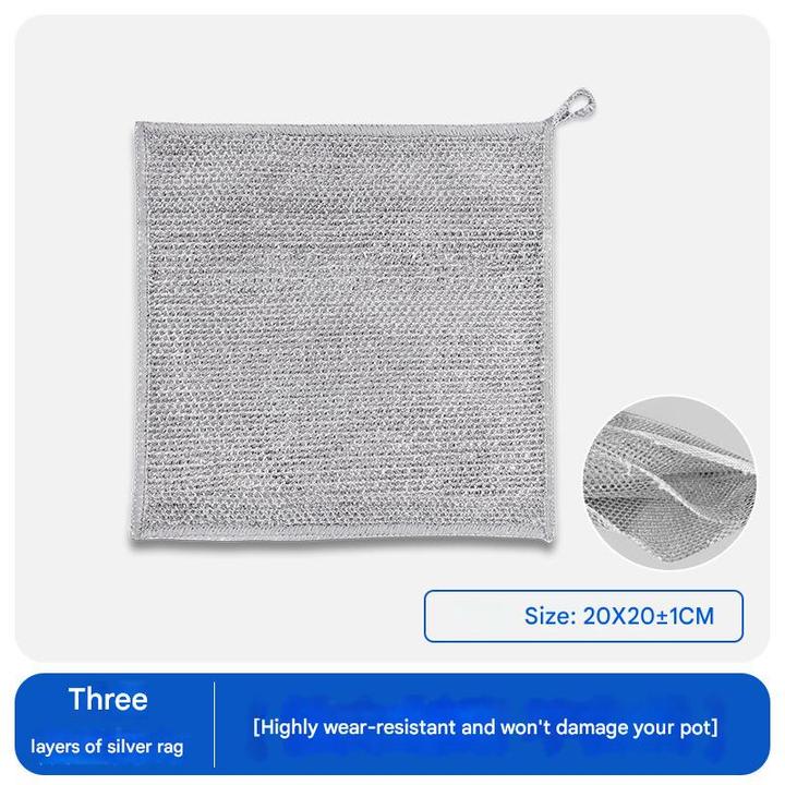 Kitchen Powerful Cleaning Silver Wire Dishwashing Rags Metal Wire Dishcloth Cleaning Cloth