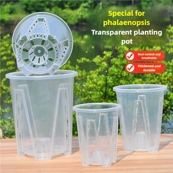 Factory Direct 3.5 4 5.5 7Inch Thick Plastic Clear Transparent Round Phalaenopsis Orchids Breath Slit Garden Plant Orchid Pot