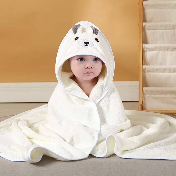 Soft Cartoon Animal Shape Baby Hooded Towel Coral Velvet Microfiber Baby Shower Towel Ponchohooded Towel