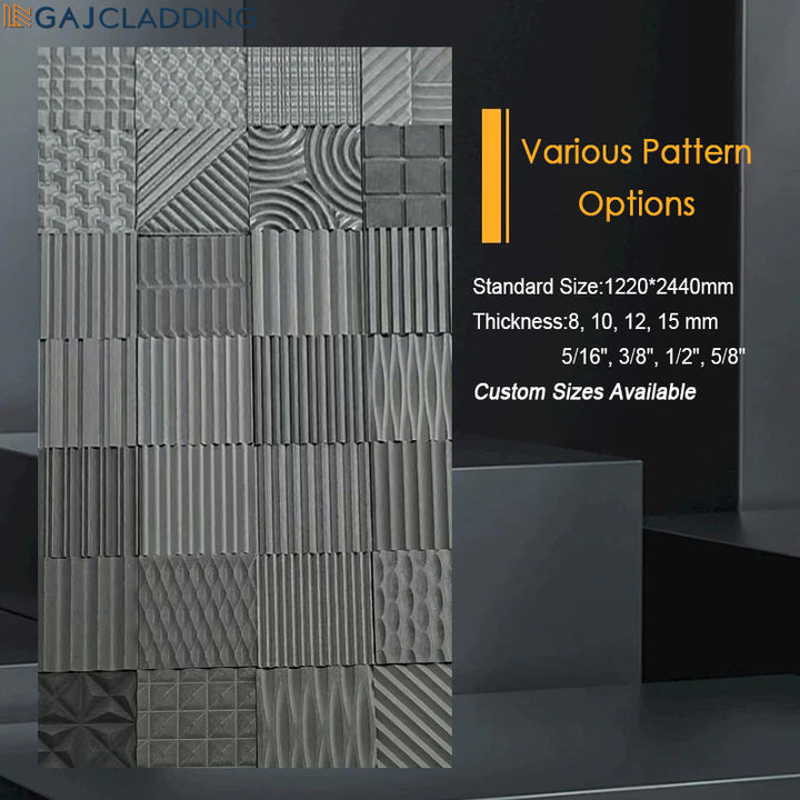 Premium Exterior Wall Covering Natural Concrete Engraved Fiber Cement Boards for Building Facade