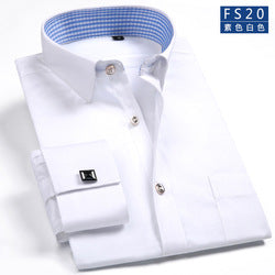 MS-P78 French White Shirt Men's Long Sleeve Overseas Shirt Groom Dress Cotton Slim Shirt