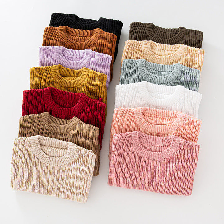 Wholesale Baby Pullovers Knitwear Winter Toddler Kids Clothes Chunky Knitted Boys Girls Baby Sweaters