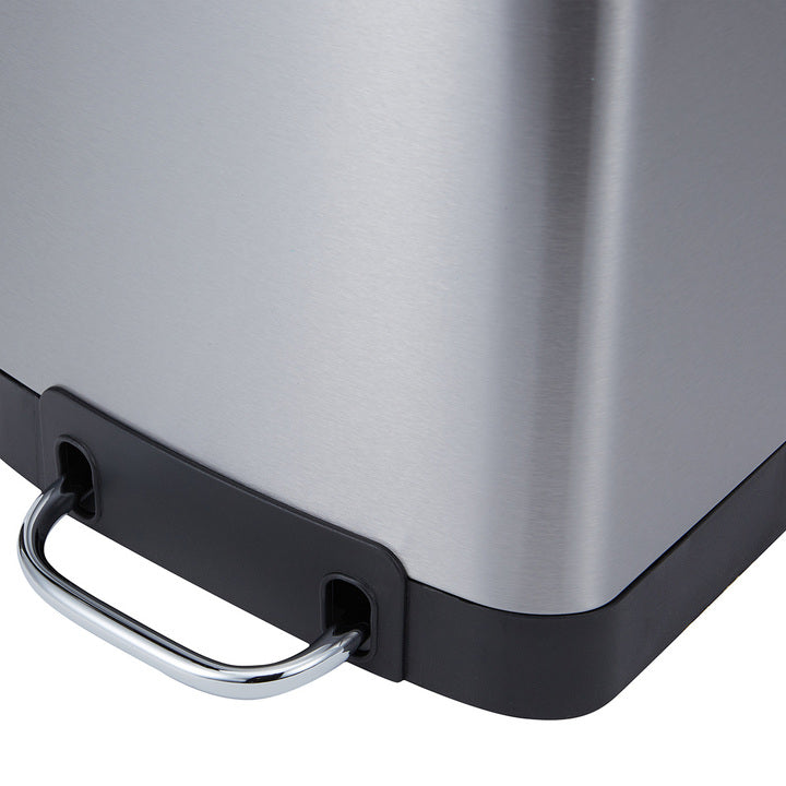 Modern 6L Brushed Stainless Steel Waste Bin Rectangle Silver Soft-Close Trash Can With Foot Pedal