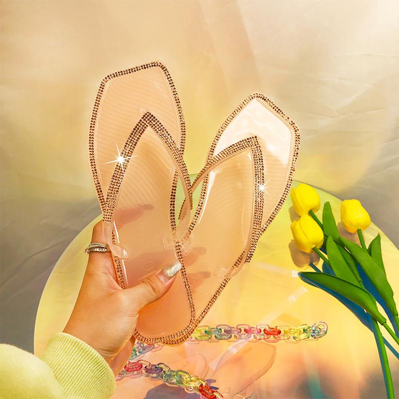 flip flop summer fashion womens jelly slippers wholesaler 2021 hot selling style classic broken diamond indoor flat slippers
