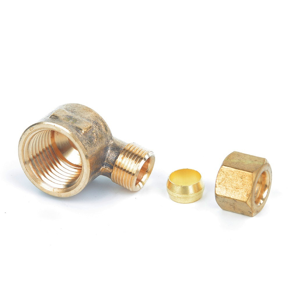 High Quality Plumbing Copper Fit Compression Fitting Brass Female Ferrule Joint Elbow3/8"OD x 3/8"FPT