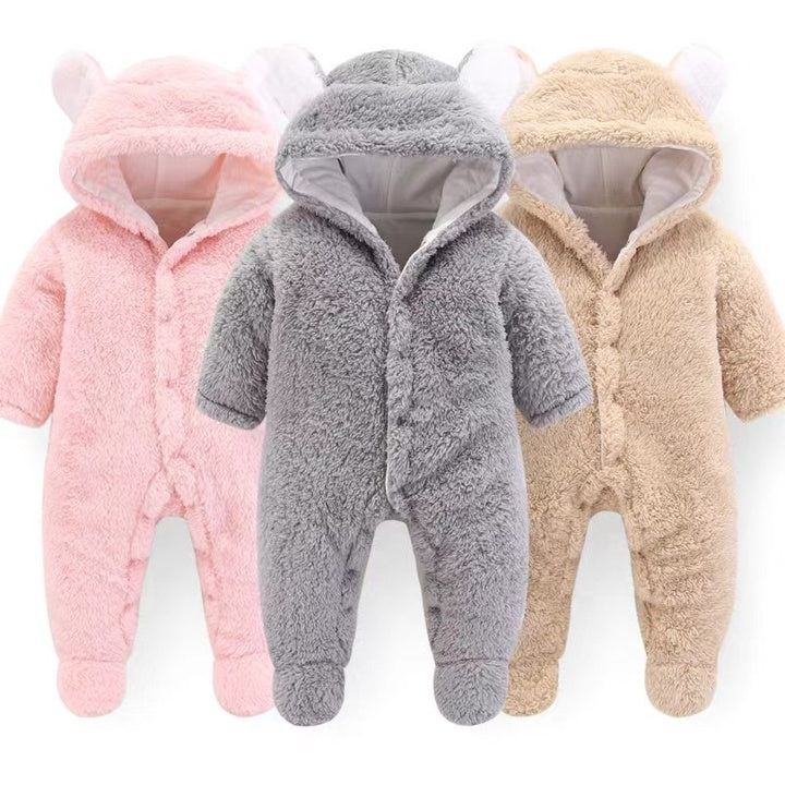 Hot Sale Autumn Winter Clothes 0-2 Years Infant Plush Warm Jumpsuit Long Sleeve Sweatshirt Romper Split Legs Baby Sleeping Bag